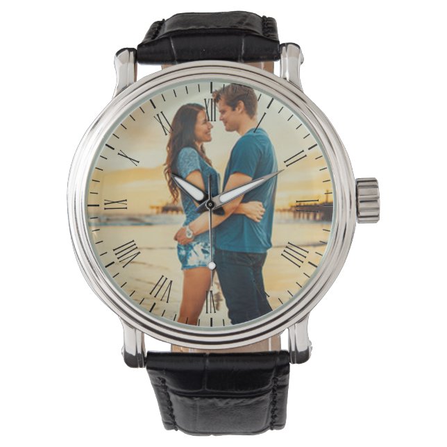 Voeg uw eigen familiefoto of een aangepast Afbeeld Horloge (Voorkant)