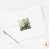 Voeg uw eigen foto 1st de naamSticker van de Geboo Vierkante Sticker (Envelop)