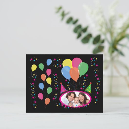 Voeg Uw eigen Foto aan de Petten en de ballonnen v Briefkaart (Staand voorkant)