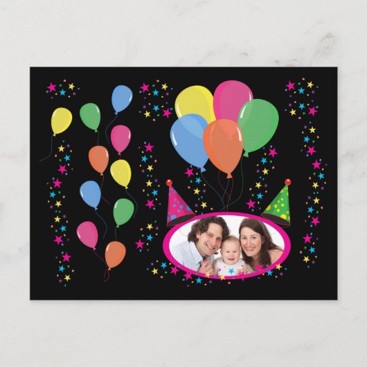 Voeg Uw eigen Foto aan de Petten en de ballonnen v Briefkaart (Voorkant)