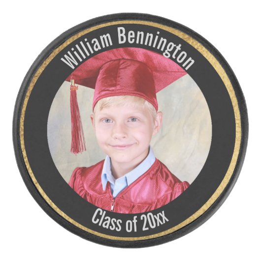 Voeg uw eigen Foto Afstuderen Klasse van toe Hockey Puck (Voorkant)