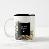 VOEG UW EIGEN FOTO EN TEKST TOE TWEEKLEURIGE KOFFIEMOK (Links)