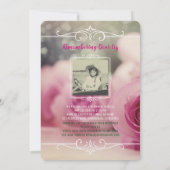 Voeg uw eigen foto-herinneringsservice Roze rozen  Kaart (Achterkant)