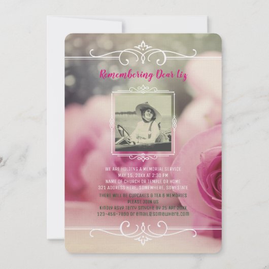 Voeg uw eigen foto-herinneringsservice Roze rozen  Kaart (Achterkant)