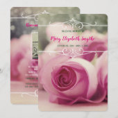 Voeg uw eigen foto-herinneringsservice Roze rozen  Kaart (Voorkant / Achterkant)