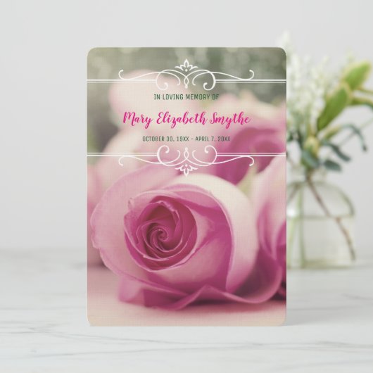 Voeg uw eigen foto-herinneringsservice Roze rozen  Kaart (Staand voorkant)