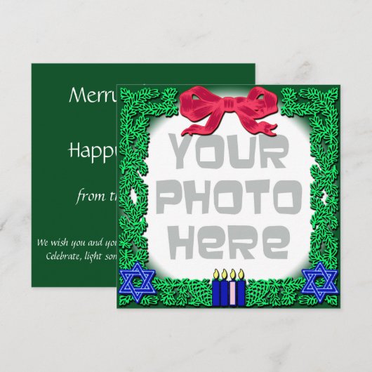 Voeg uw eigen foto Kerstmis toe aan de Hanukkah-Ka Kaart (Voorkant / Achterkant)