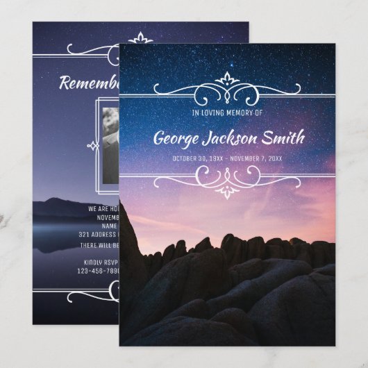 Voeg uw eigen foto-Memorial Service Night Sky toe Kaart (Voorkant / Achterkant)