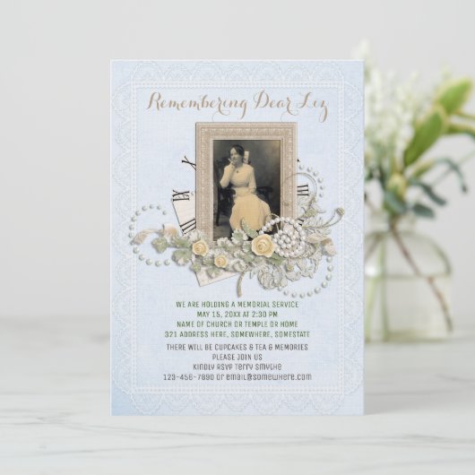 Voeg uw eigen foto-memorieposten toe aan Rozen Kaart (Staand voorkant)