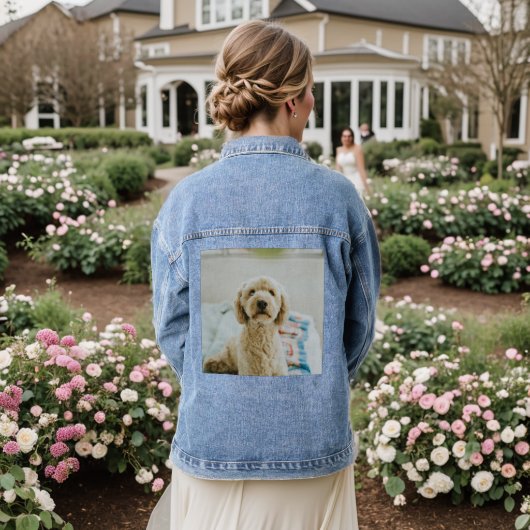 Voeg uw eigen foto of kunstwerk toe Gepersonalisee Denim Jacket (Huwelijk Achterkant)