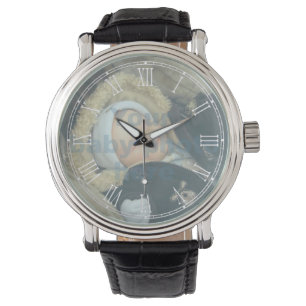 Voeg uw eigen foto Roman cijferige gezicht witte h Horloge