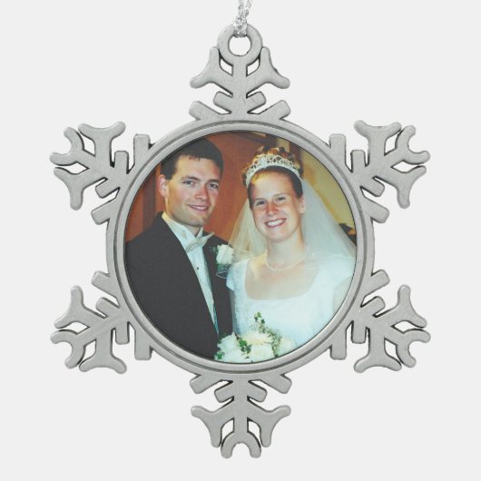 Voeg uw eigen foto-Snowflake-versiering toe Tin Sneeuwvlok Ornament (Voorkant)