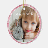 Voeg uw eigen foto-spoedroze Pasen toe Keramisch Ornament (Links)