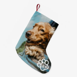 Voeg Uw Eigen Foto Toe Hondenhuisdieren Monogram Kleine Kerstsok