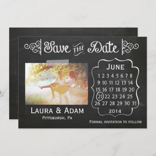 Voeg uw eigen fotobord toe sparen de Datum Save The Date (Voorkant / Achterkant)