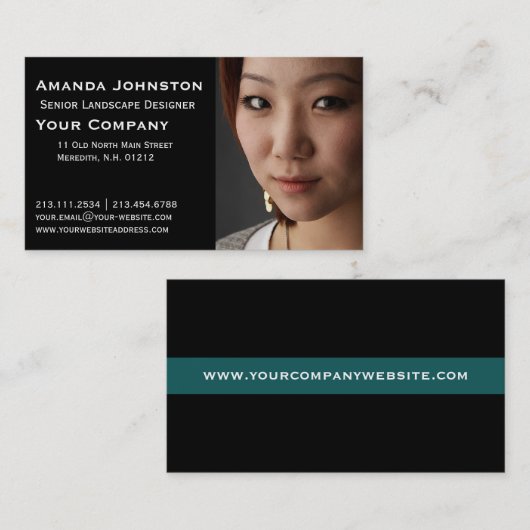 Voeg uw eigen fotoportret toe visitekaartje (Voorkant / Achterkant)