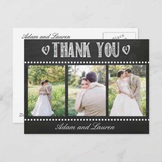 Voeg uw eigen foto's krijtbord dank u briefkaart (Voorkant / Achterkant)