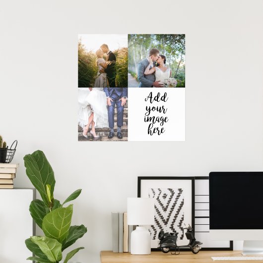 Voeg uw eigen foto's  stijl 4 afbeeldingen toe poster (Thuiskantoor)