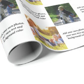 Voeg uw eigen foto's, tekst en achtergrond toe wer cadeaupapier (Rol Hoek)