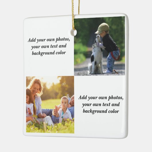 Voeg uw eigen foto's, tekst en achtergrond toe wer keramisch ornament (Links)