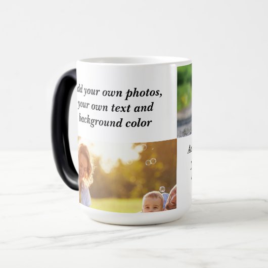Voeg uw eigen foto's, tekst en achtergrond toe wer magische mok (Voorkant links)