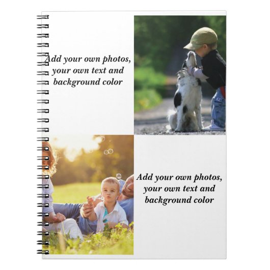 Voeg uw eigen foto's, tekst en achtergrond toe wer notitieboek (Voorkant)