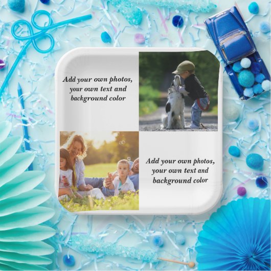 Voeg uw eigen foto's, tekst en achtergrond toe wer papieren bordje (Feest)