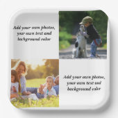 Voeg uw eigen foto's, tekst en achtergrond toe wer papieren bordje (Voorkant)