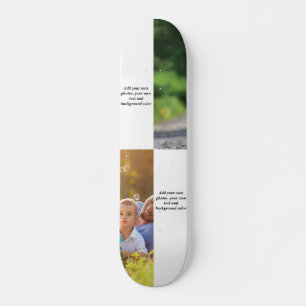 Voeg uw eigen foto's, tekst en achtergrond toe wer persoonlijk skateboard