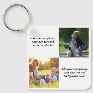 Voeg uw eigen foto's, tekst en achtergrond toe wer sleutelhanger