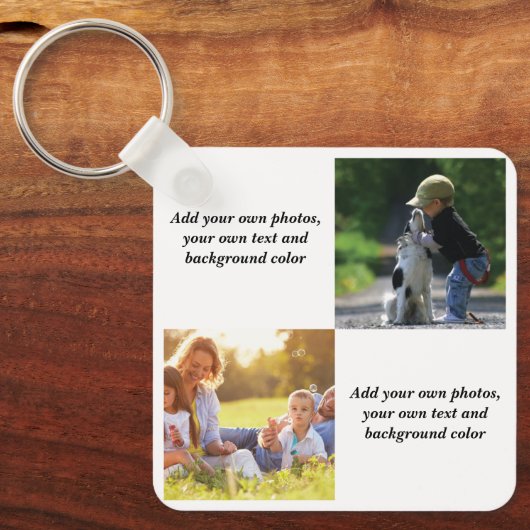 Voeg uw eigen foto's, tekst en achtergrond toe wer sleutelhanger (Voorkant)