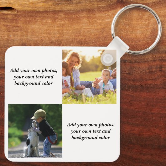 Voeg uw eigen foto's, tekst en achtergrond toe wer sleutelhanger (Achterkant)