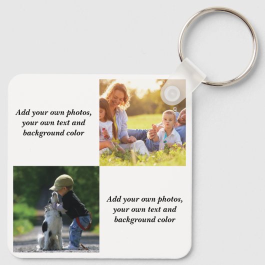 Voeg uw eigen foto's, tekst en achtergrond toe wer sleutelhanger (Achterkant)