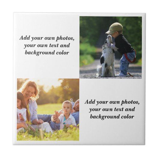 Voeg uw eigen foto's, tekst en achtergrond toe wer tegeltje (Voorkant)