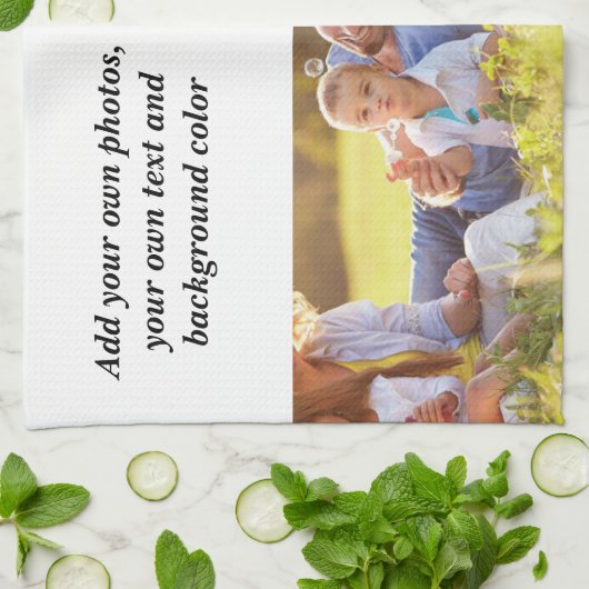 Voeg uw eigen foto's, tekst en achtergrond toe wer theedoek (Gevouwen)