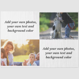 Voeg uw eigen foto's, tekst en achtergrond toe wer tissuepapier