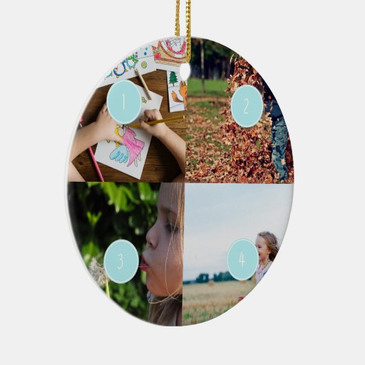 Voeg uw eigen foto's toe  4 afbeelding versiering keramisch ornament (Rechts)