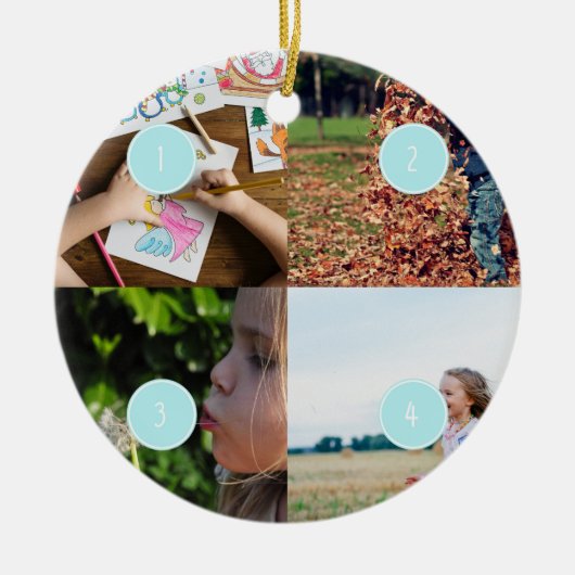 Voeg uw eigen foto's toe  4 afbeelding versiering keramisch ornament (Voorkant)
