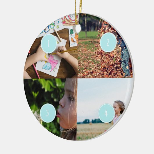 Voeg uw eigen foto's toe  4 afbeelding versiering keramisch ornament (Links)