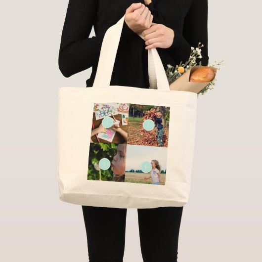 Voeg uw eigen foto's toe 4 afbeeldingen grote tote bag (Voorkant (product))