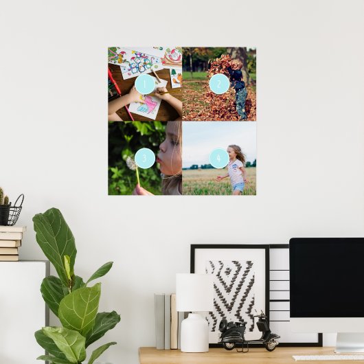 Voeg uw eigen foto's toe 4 afbeeldingen Poster (Thuiskantoor)