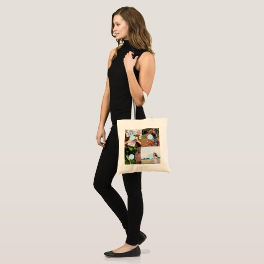 Voeg uw eigen foto's toe  4 afbeeldingen tote bag (Voorkant (model))