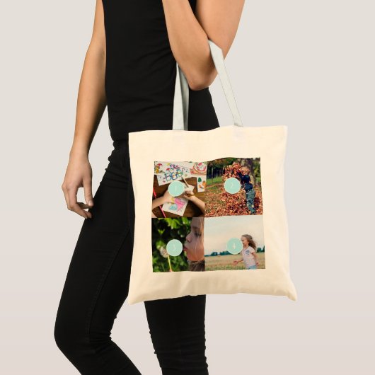 Voeg uw eigen foto's toe  4 afbeeldingen tote bag (Voorkant (product))