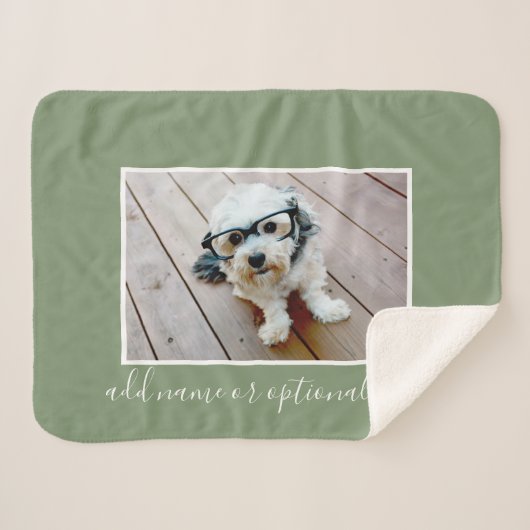 Voeg Uw Eigen Horizontale Foto toe kan Groene KLEU Sherpa Deken (Voorkant (horizontaal))