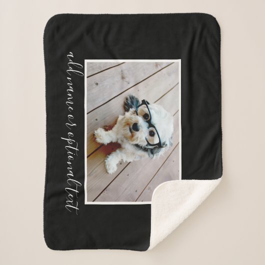 Voeg uw eigen Horizontale Foto toe kan Zwarte KLEU Sherpa Deken (Voorkant)