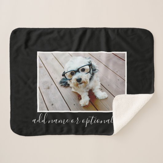 Voeg uw eigen Horizontale Foto toe kan Zwarte KLEU Sherpa Deken (Voorkant (horizontaal))