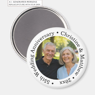 Voeg uw eigen koppel foto 55ste huwelijksjubileum magneet