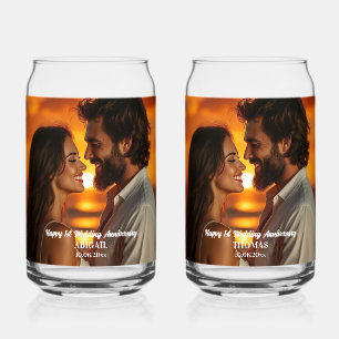 Voeg uw eigen koppel foto trouwverjaardag toe blikvorm glas