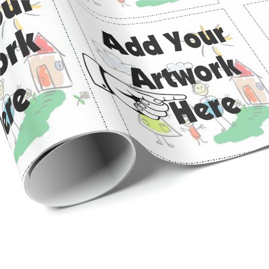 Voeg uw eigen Kunstwerk of Kunstwerk van het Kind Cadeaupapier (Rol Hoek)