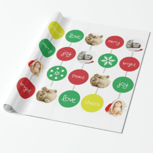 Voeg uw eigen Leuke Kerstmis van de katjesfoto toe Cadeaupapier